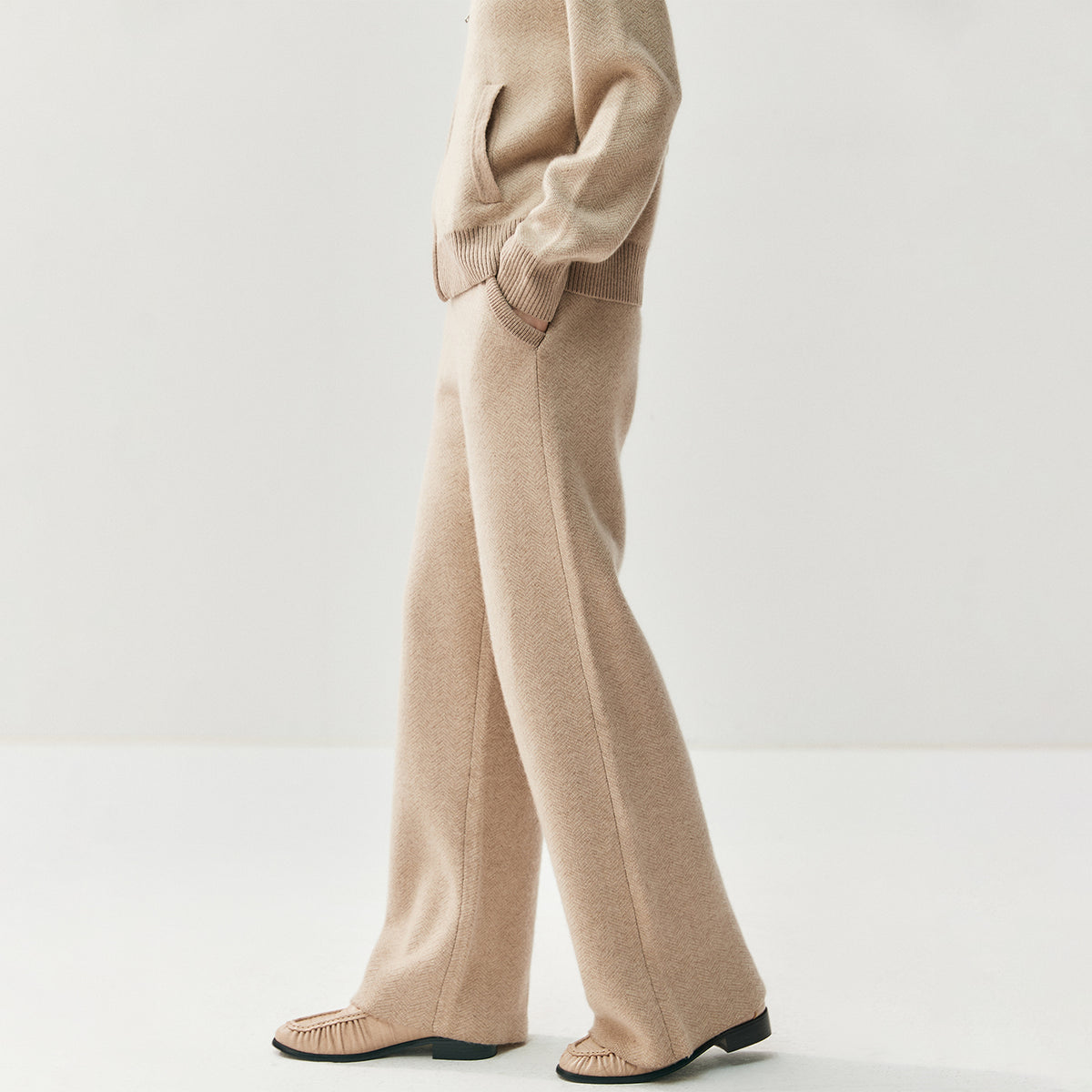 Cardigan + wide-leg pant cashmere lounge set