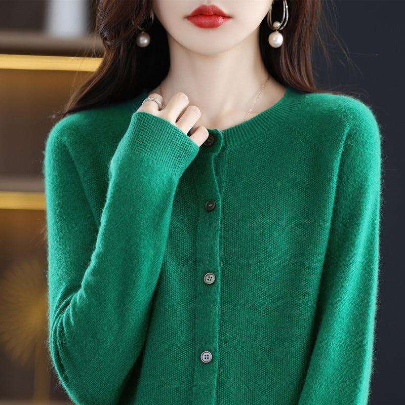 Women's merino crew cardigan