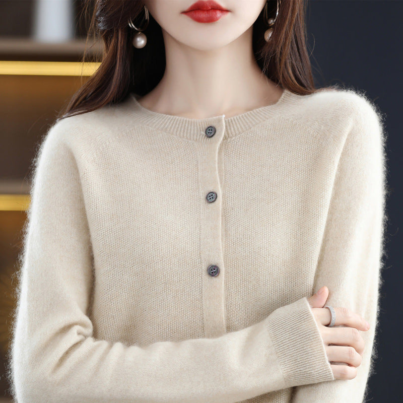 Women's merino crew cardigan