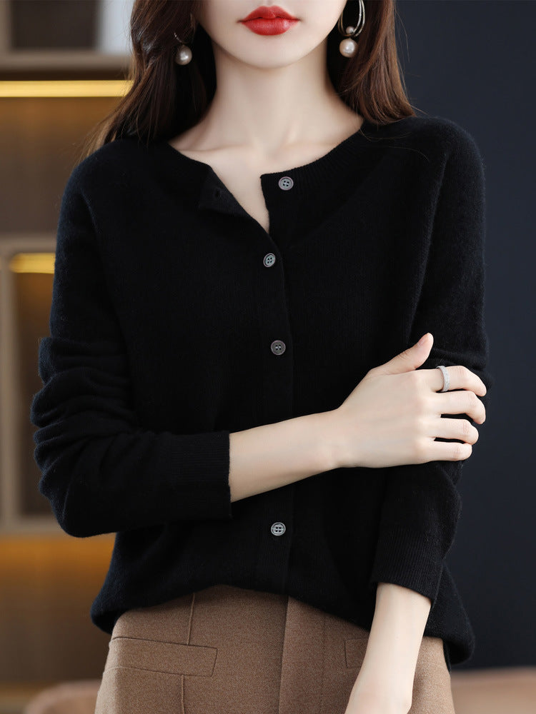 Women's merino crew cardigan