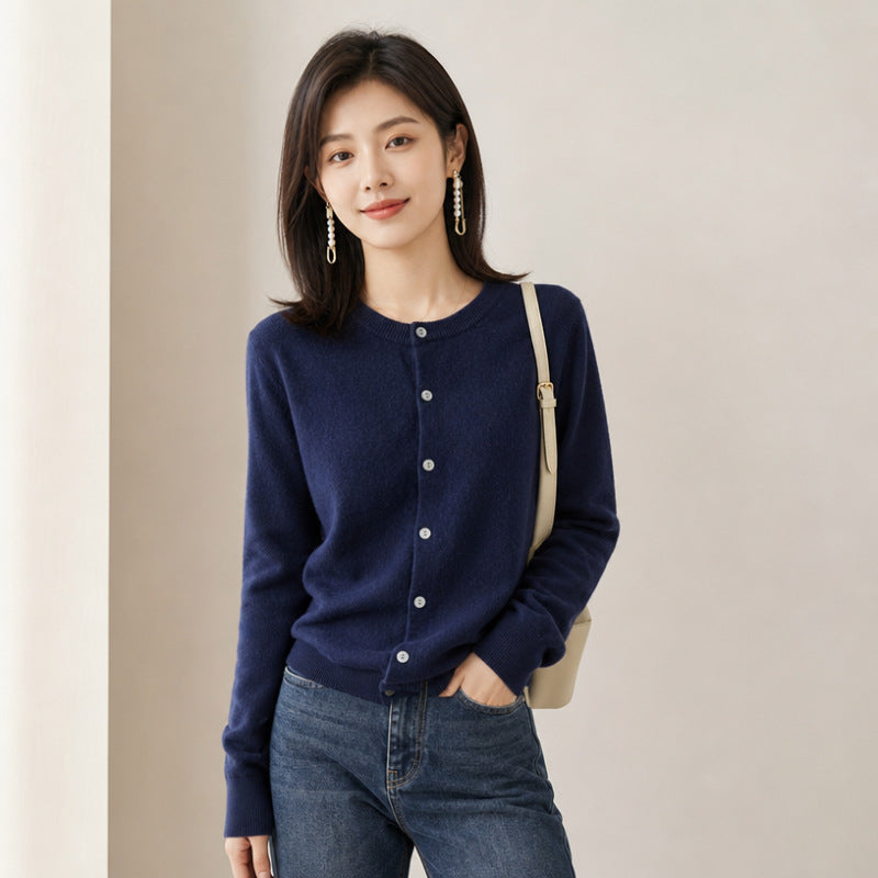 Women's merino crew cardigan