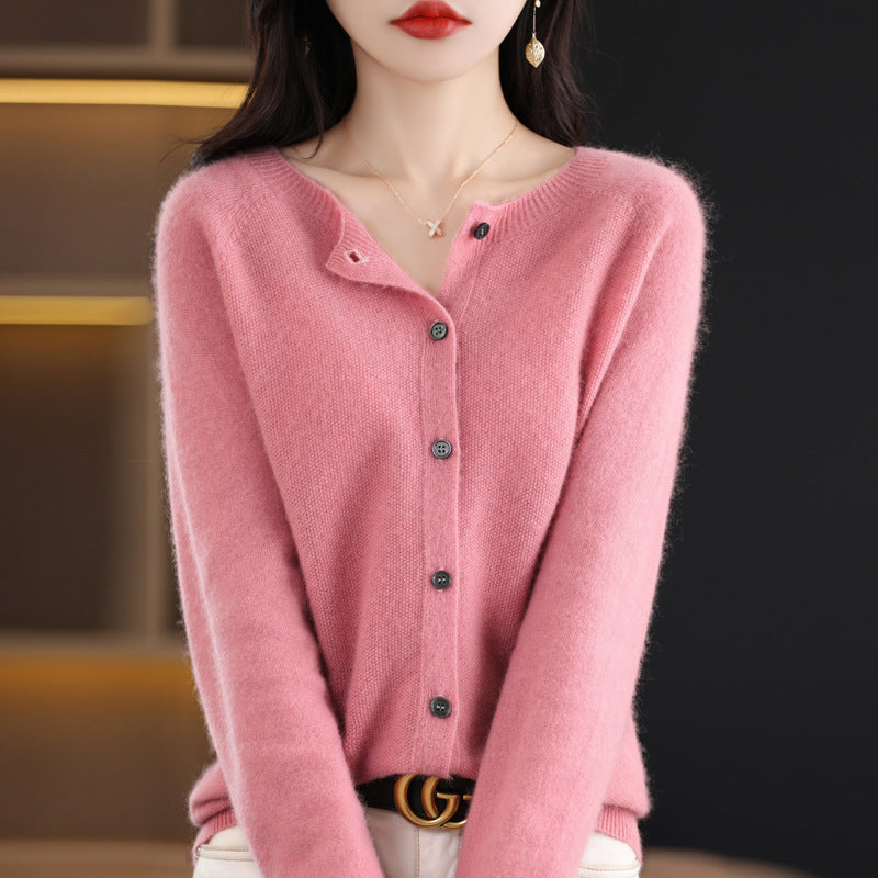 Women's merino crew cardigan