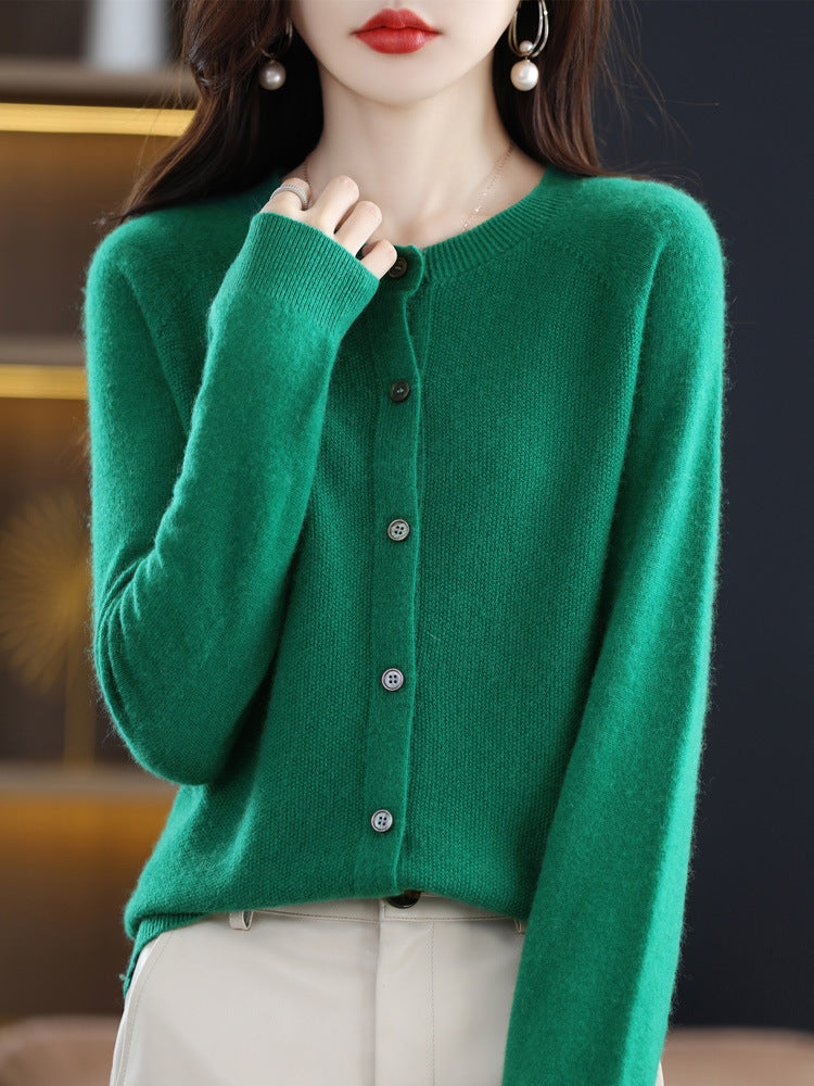 Women's merino crew cardigan