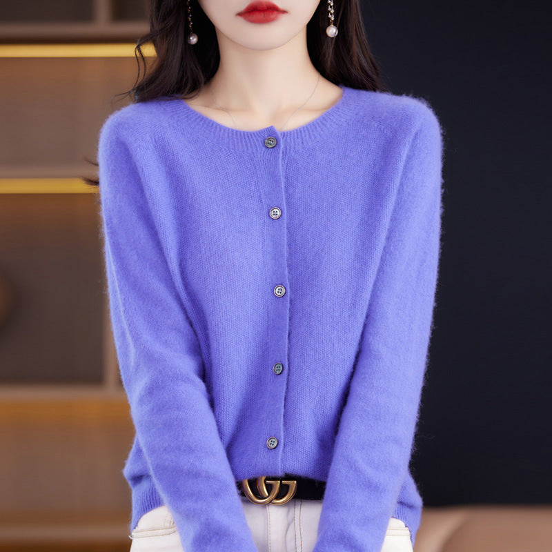 Women's merino crew cardigan