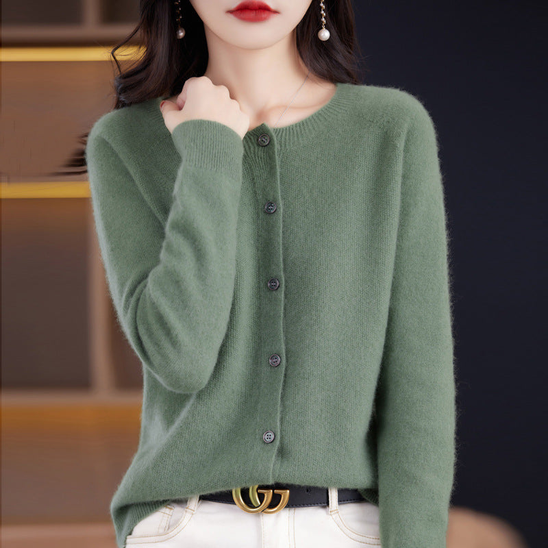 Women's merino crew cardigan