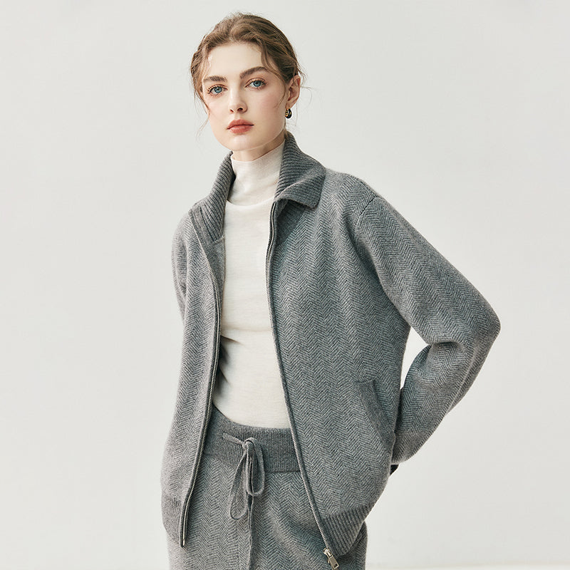 Cardigan + wide-leg pant cashmere lounge set