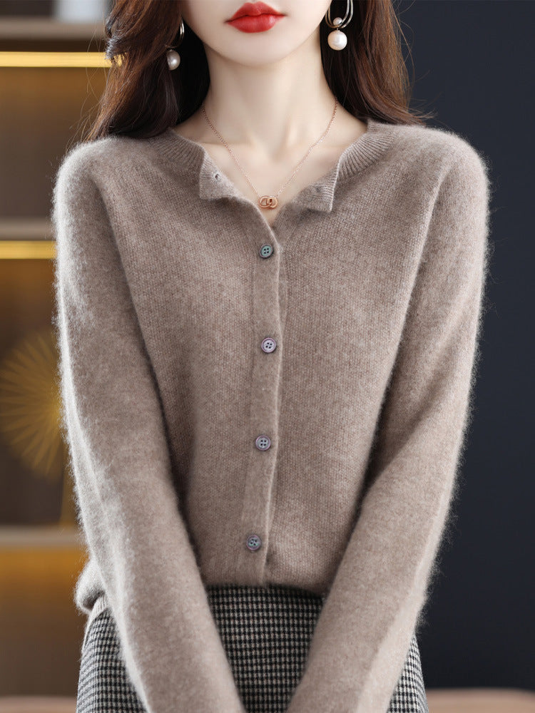 Women's merino crew cardigan