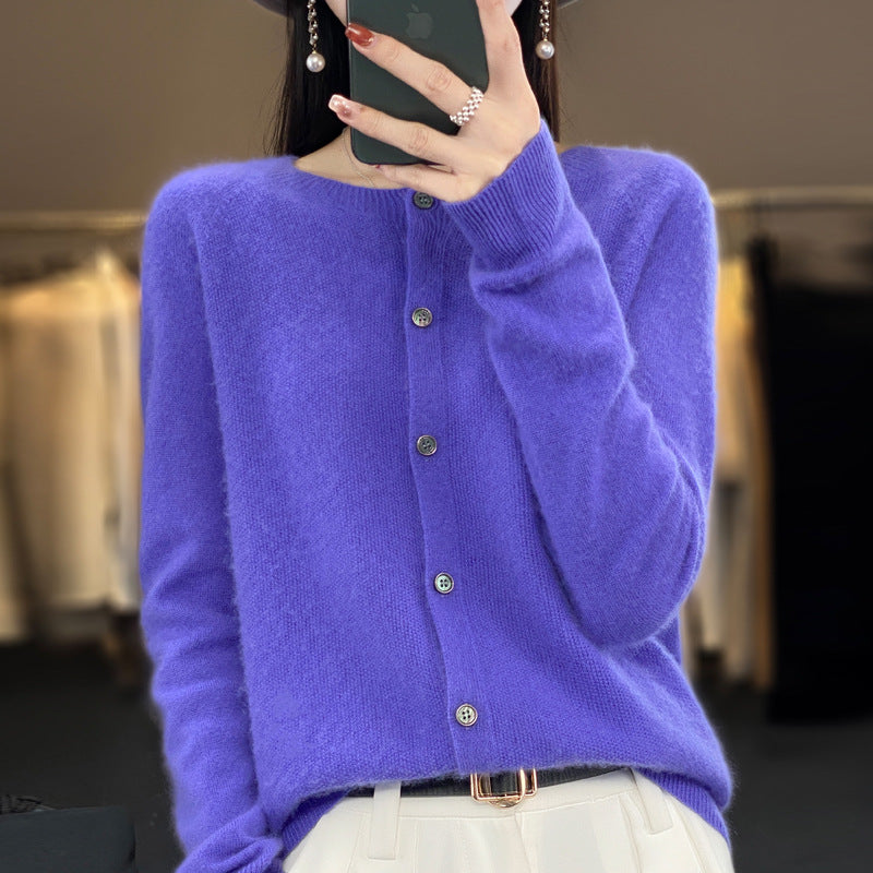 Women's merino crew cardigan
