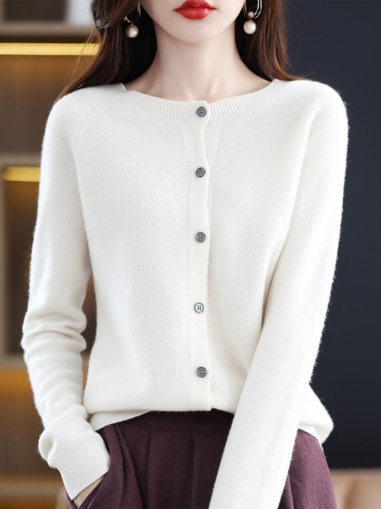 Women's merino crew cardigan