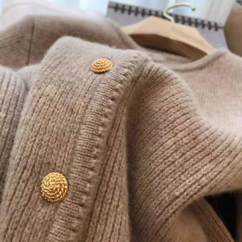 Women's cashmere crew cardigan