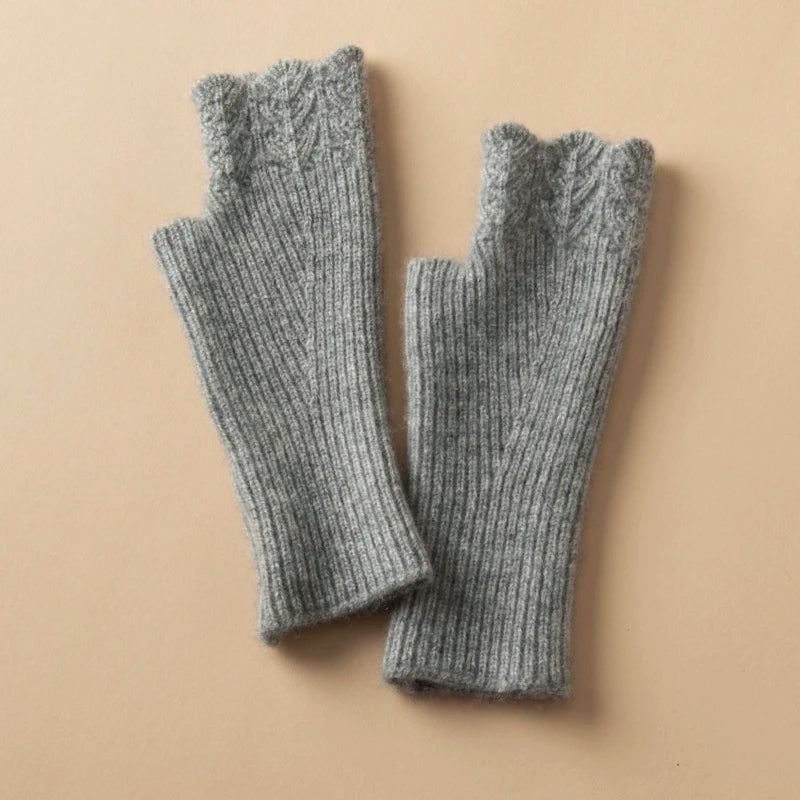Cashmere half-finger gloves