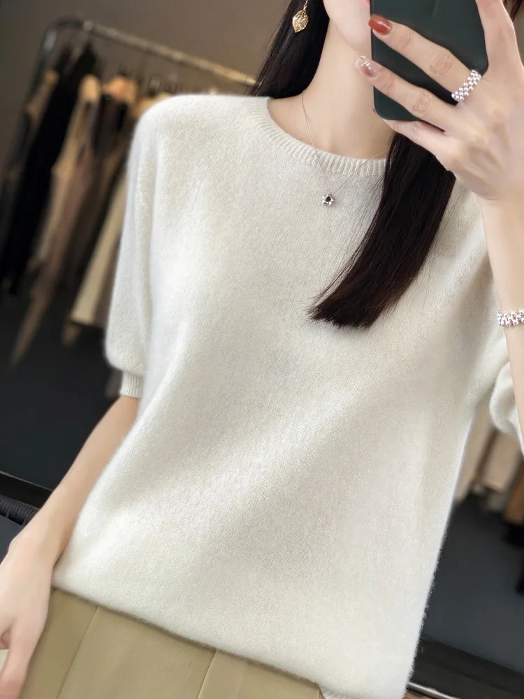 Women's fine wool knit tee