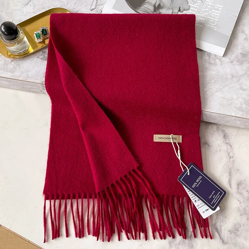 Large cashmere fringed scarf