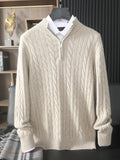Men's cashmere cable quarter-zip