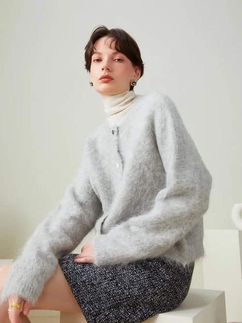 Women's alpaca-blend cardigan