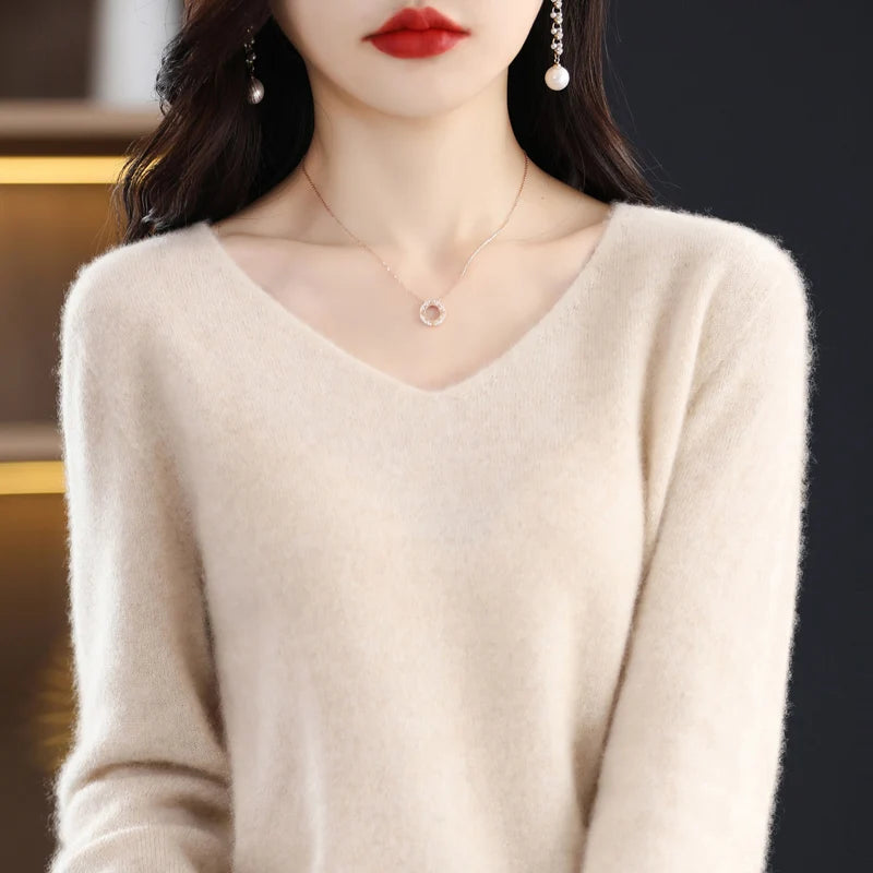 Women's merino V-neck sweater