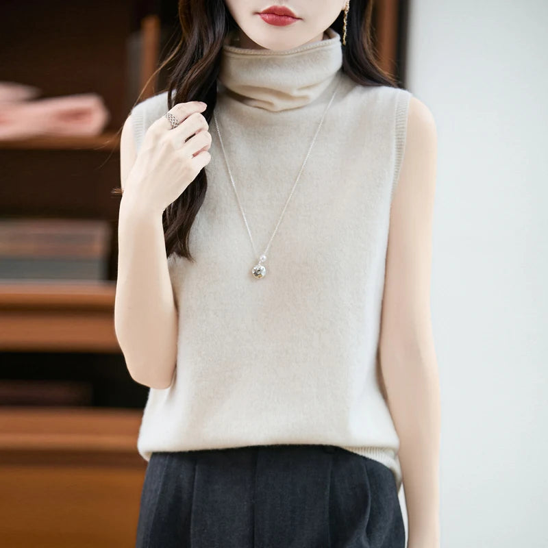Sleeveless Merino Turtleneck