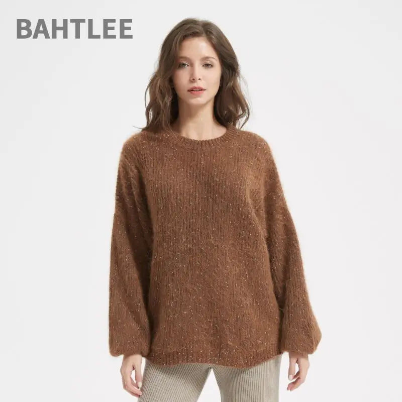 Women's brushed alpaca-blend crewneck