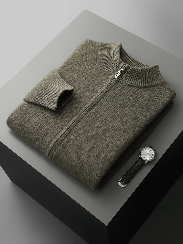 Men's merino zip cardigan