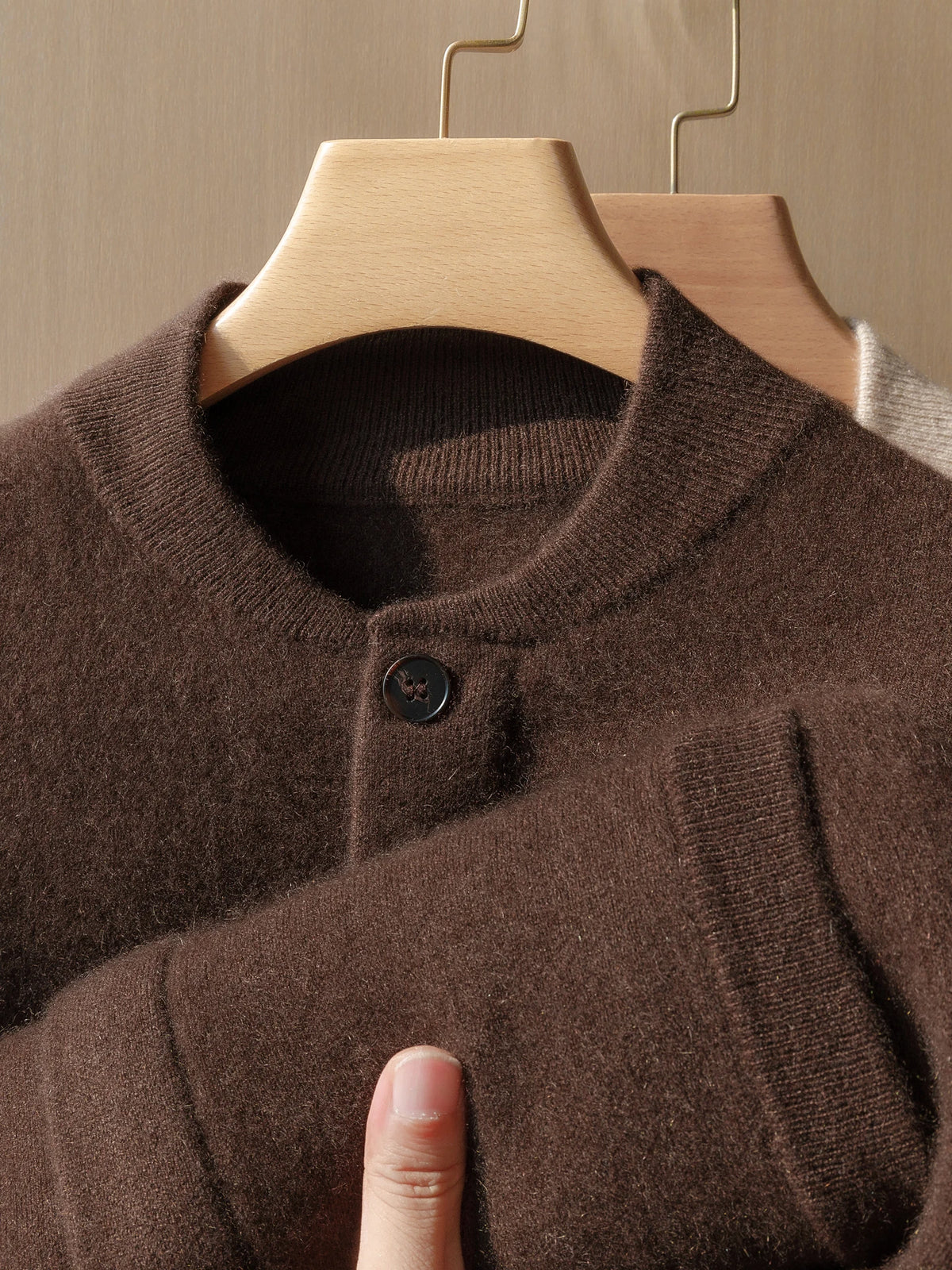 Men's cashmere baseball-collar knit jacket