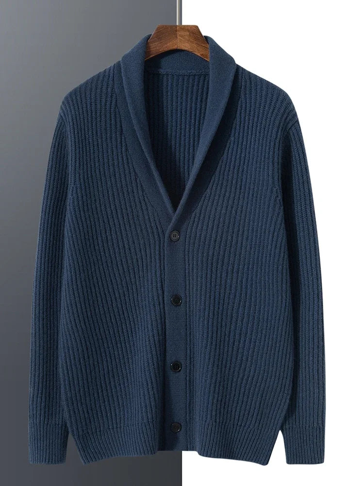 Men's cashmere shawl-collar cardigan