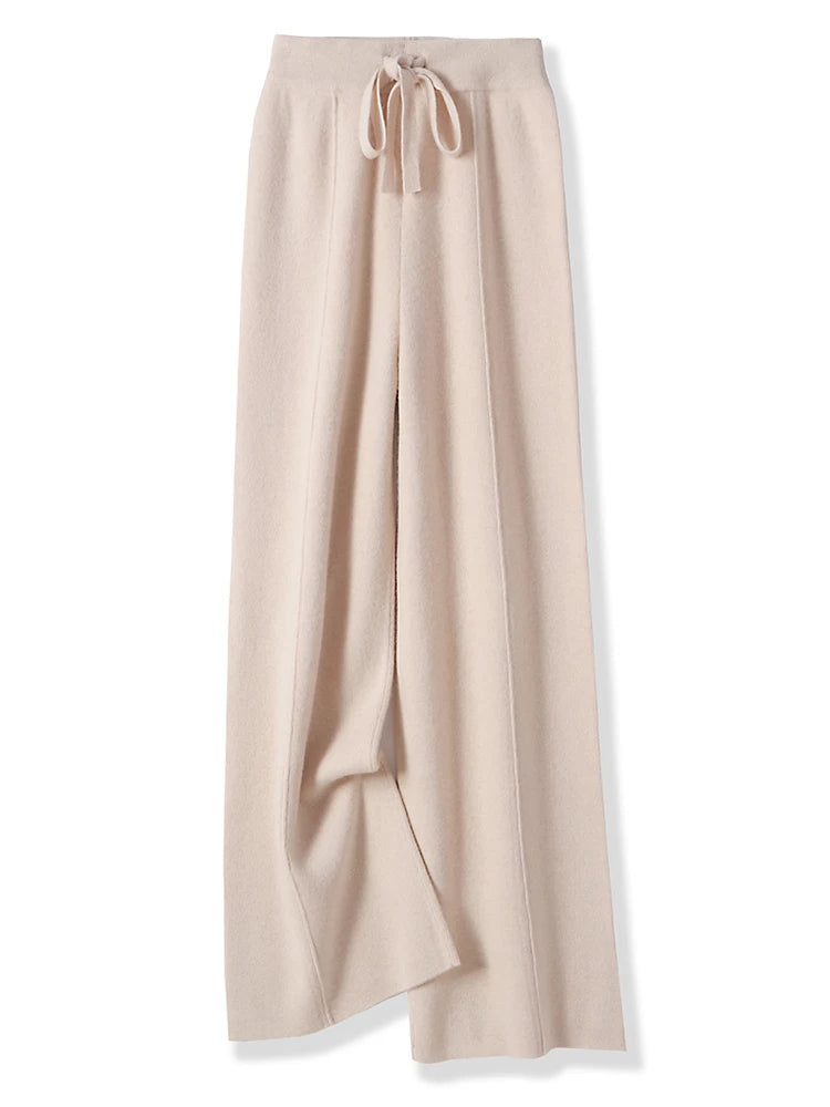 Merino wide-leg knit trousers