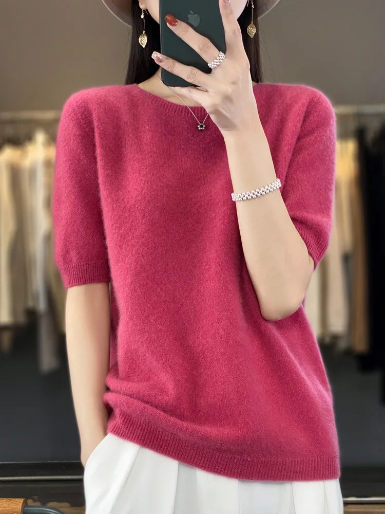 Women's fine wool knit tee