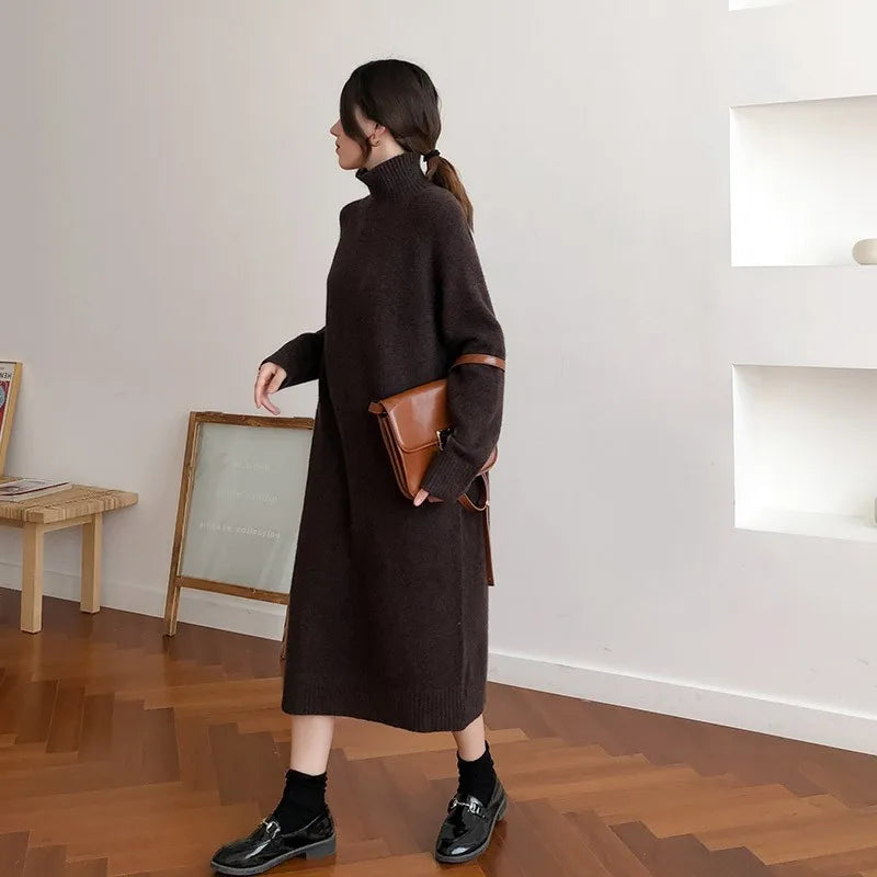 Mid-length cashmere sweater dress