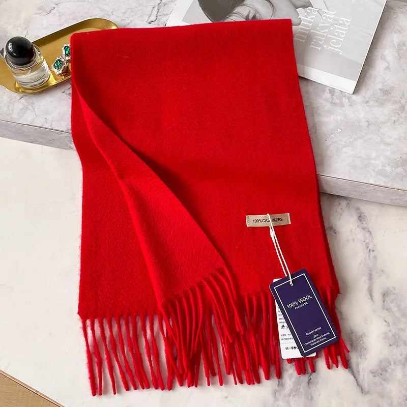 Large cashmere fringed scarf