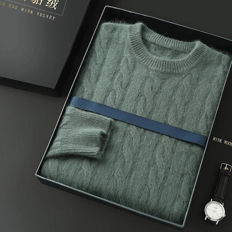 Men's cashmere cable crewneck