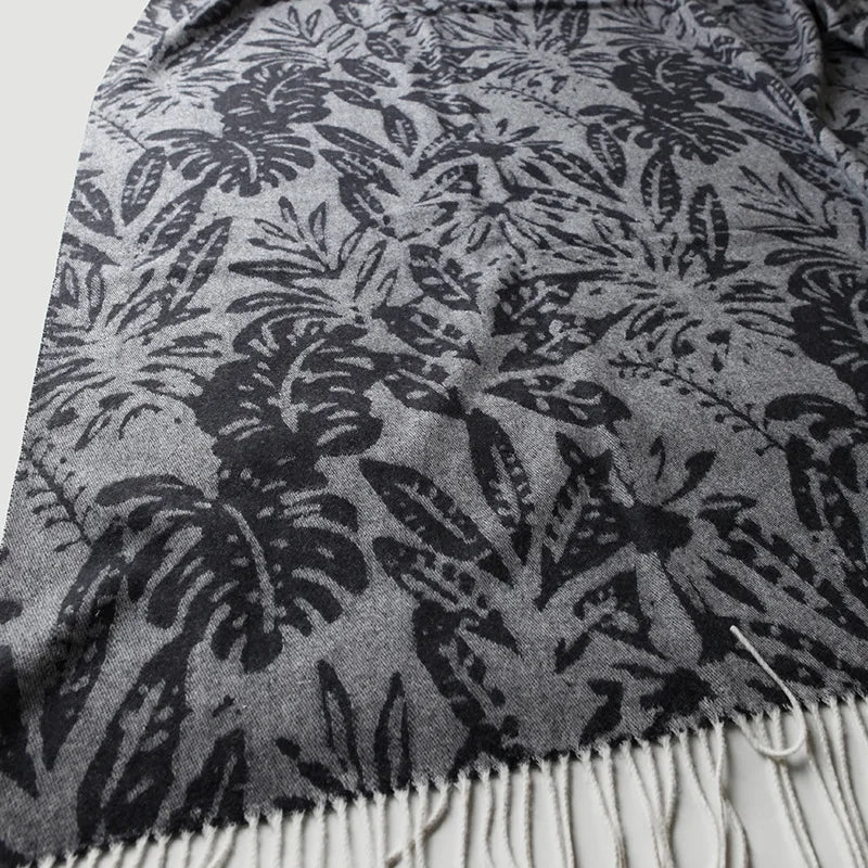 Leaf Jacquard Wool Throw