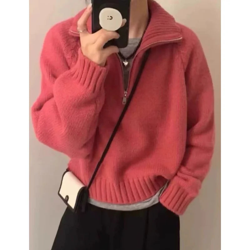 Women's cashmere half-zip
