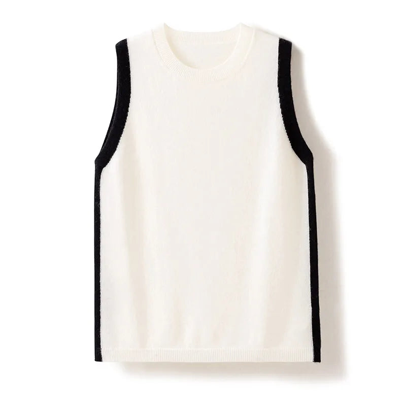 Contrast-Trim Cashmere Vest