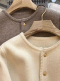 Women's cashmere crew cardigan
