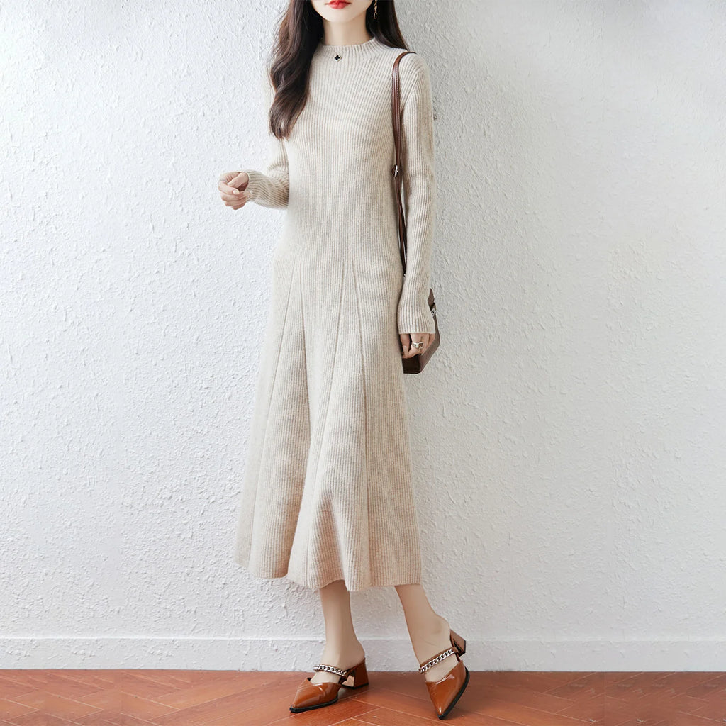 Merino knit crew dress