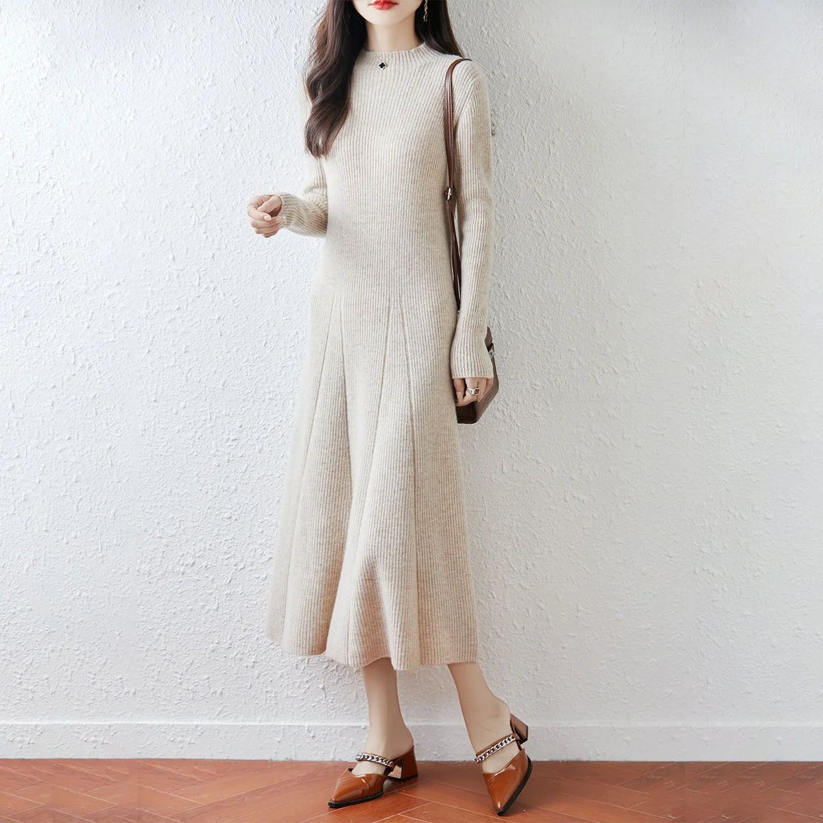 Merino knit crew dress