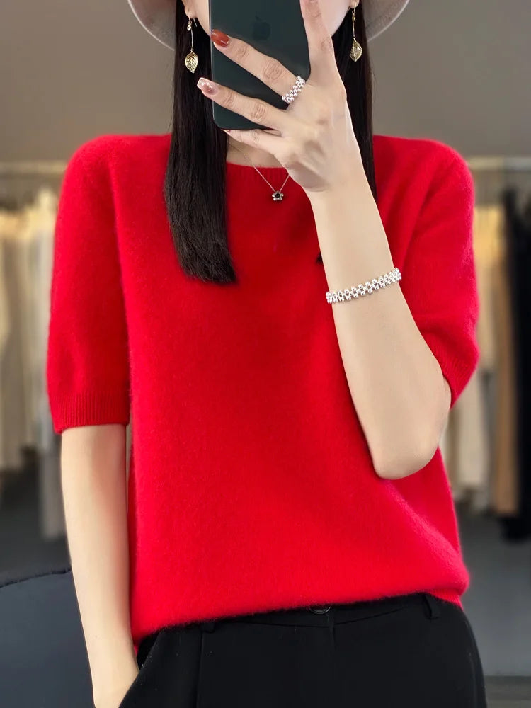 Women's fine wool knit tee