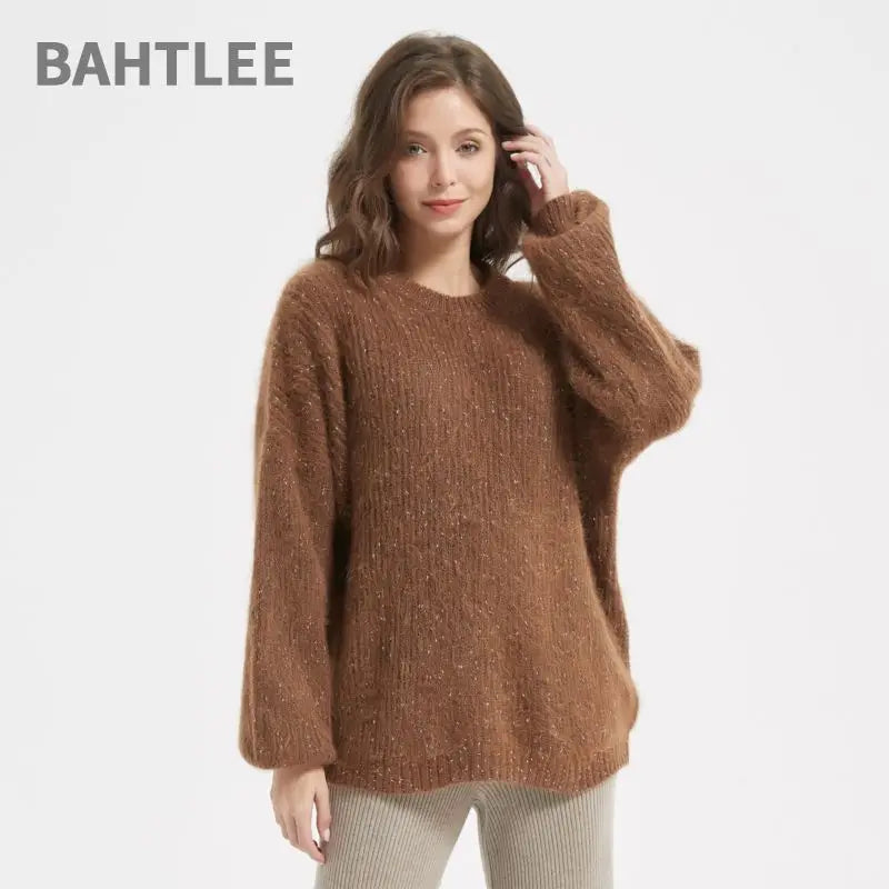 Women's brushed alpaca-blend crewneck