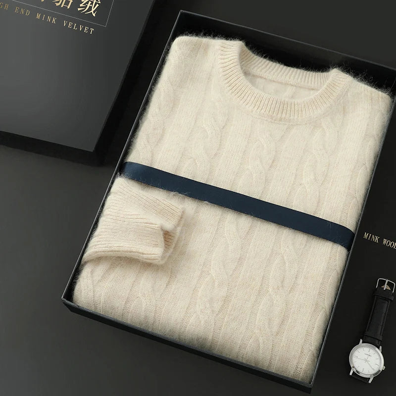 Men's cashmere cable crewneck