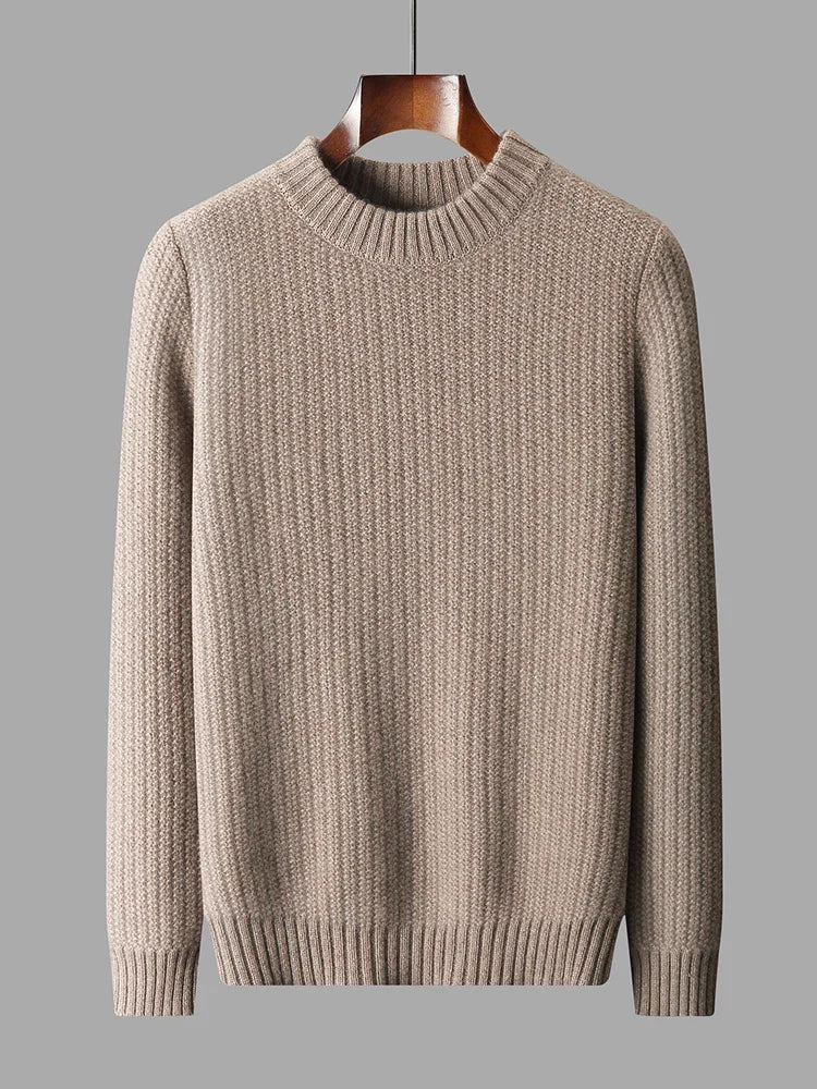Men's cashmere textured-rib crewneck