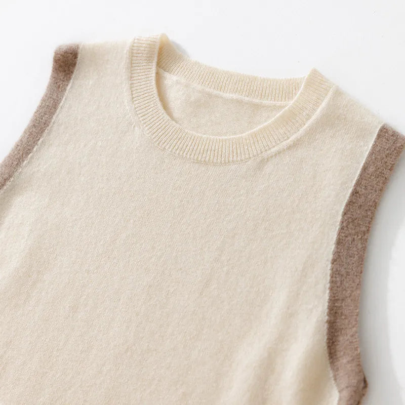 Contrast-Trim Cashmere Vest