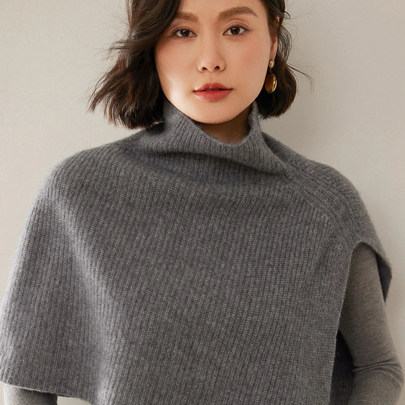 Cashmere Rib Poncho