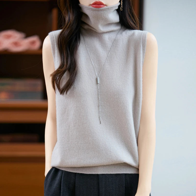Sleeveless Merino Turtleneck