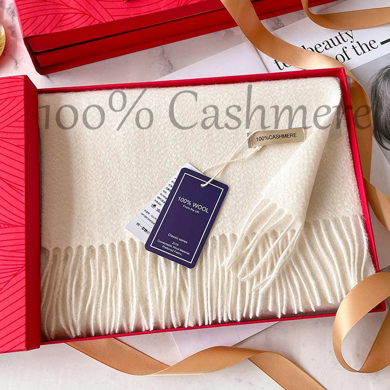 Large cashmere fringed scarf