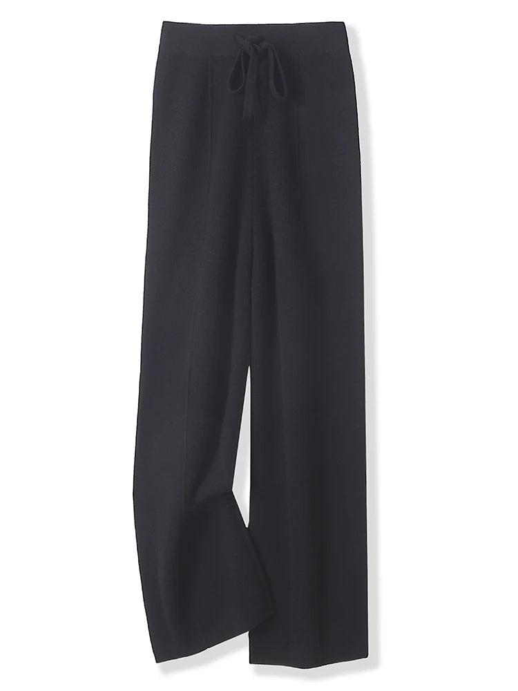 Merino wide-leg knit trousers