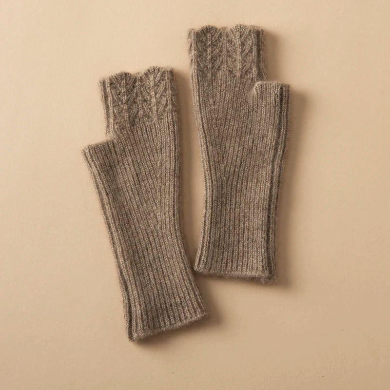 Cashmere half-finger gloves