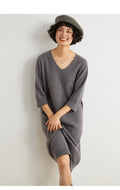 Cashmere V-neck midi dress