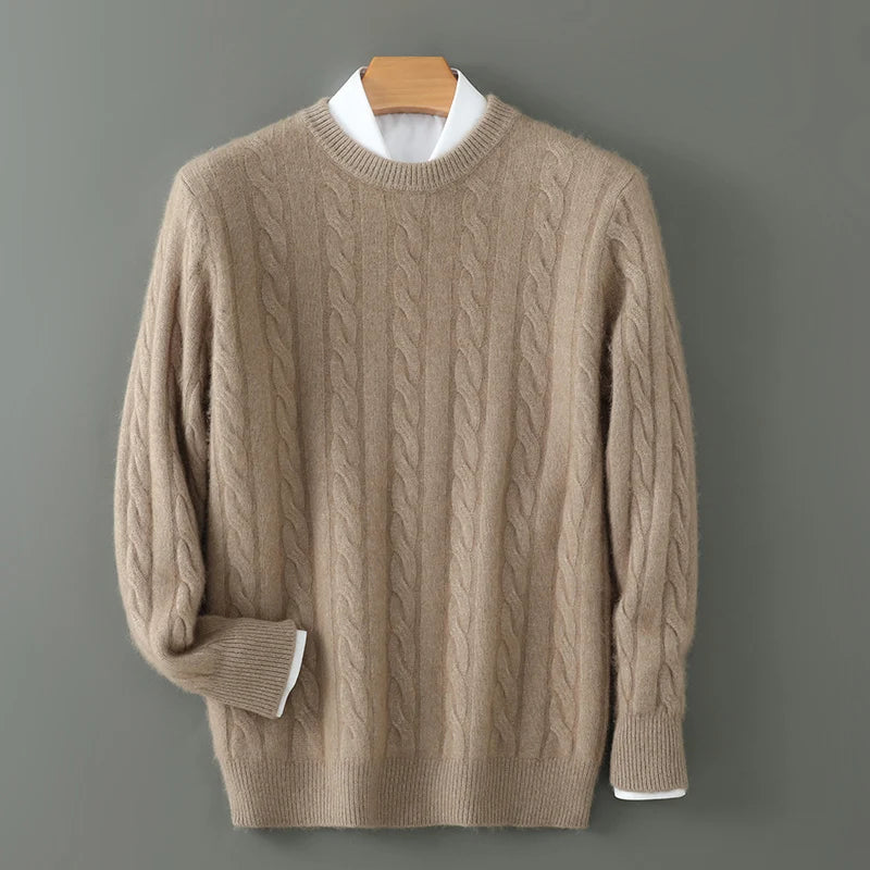 Men's cashmere cable crewneck