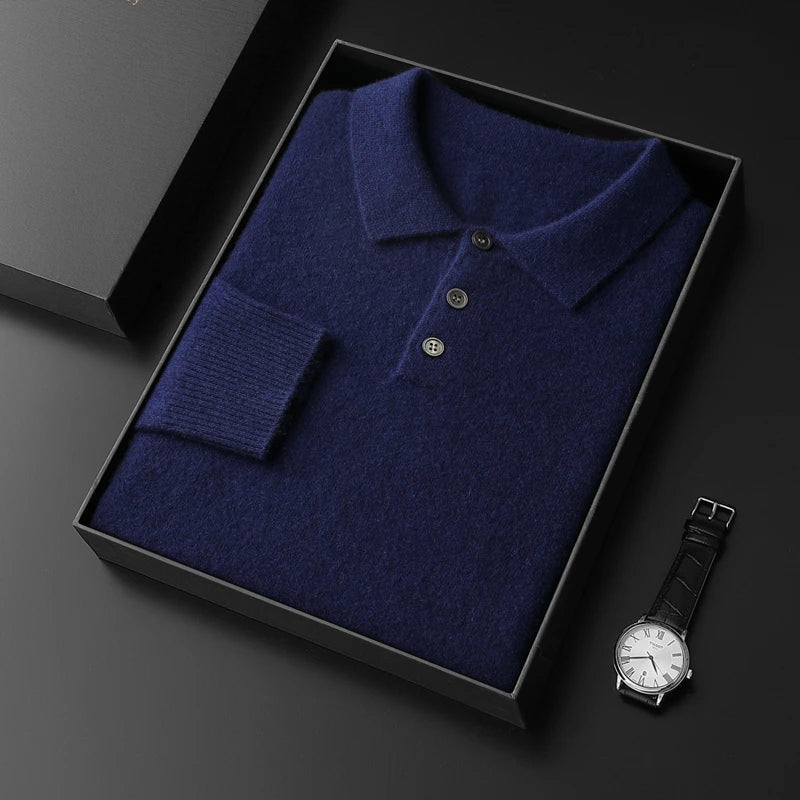 Men's cashmere polo sweater