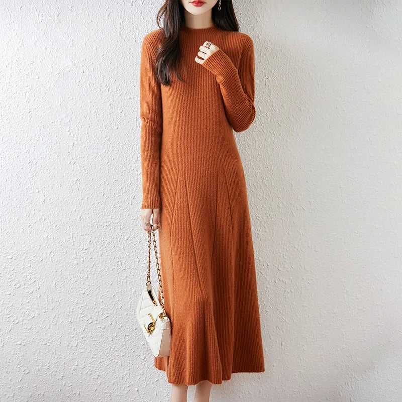 Merino knit crew dress